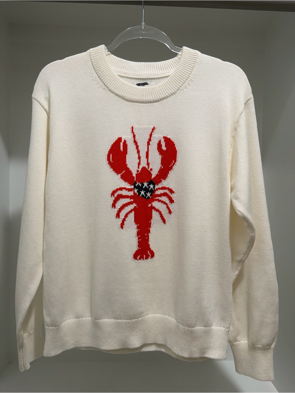 NWT J. Crew Americana Lobster Sweater Ivory Cotton Knit Coastal Preppy M - Picture 4 of 9